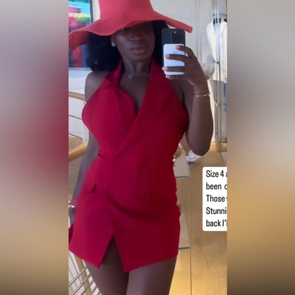 Bardot Red Backless Halter Dress —  Cocktail Formal Evening Monaco Worn Once